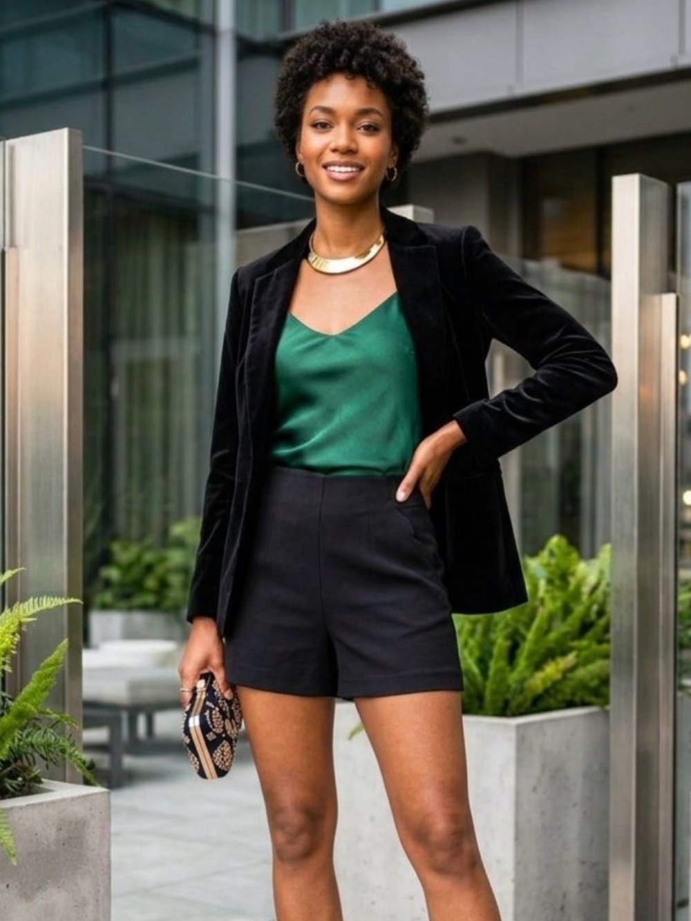 Candie's Black High-Waist Tailored Shorts With Scalloped Pockets